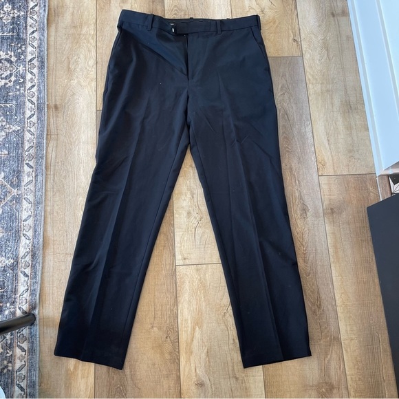 Van Hausen Men's Flex Dress Pants Size 36x32 Flat Front Stretch Black - Picture 1 of 5
